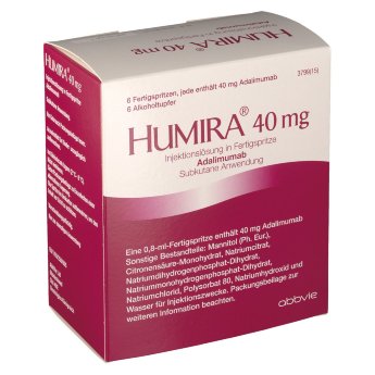 Хумира (Humira) В упаковке 6 шт. Прилагается чек подтверждающий подлинность покупки в Немецкой аптеке в Германии, а так же прилагаются оригинальные документы от производителя, на каждой упаковке сертификат качества. Действуют скидки, а так же можно заказать наложенным платежом