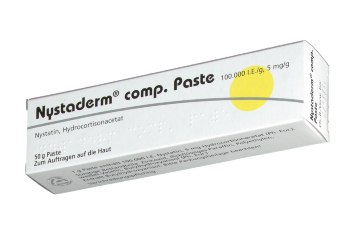Нистатин (Nystaderm comp) В упаковке 50 g. Прилагается чек подтверждающий подлинность покупки в Немецкой аптеке в Германии, а так же прилагаются оригинальные документы от производителя, на каждой упаковке сертификат качества. Действуют скидки, а так же можно заказать наложенным платежом