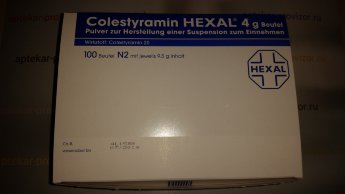 Холестирамин 4 г Hexal В упаковке 100 шт.Прилагается чек подтверждающий подлинность покупки в Немецкой аптеке в Германии,а так же прилагаются оригинальные документы от производителя,на каждой упаковке сертификат качества.Действуют скидки,а так же можно заказать наложенным платежом